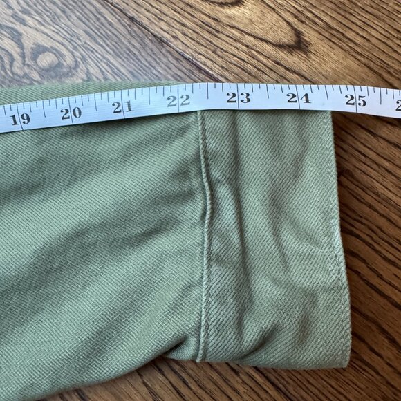UpWest Women’s Green Denim Jacket Size Large Button Front Cotton Utility Casual - Picture 6 of 14